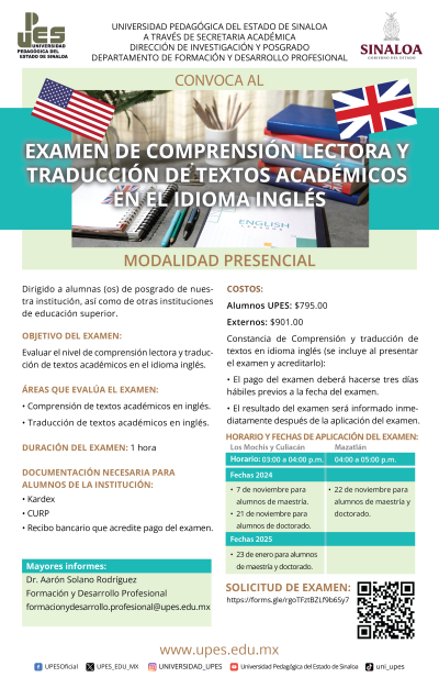 Convocatoria Examen de Ingl&eacute;s