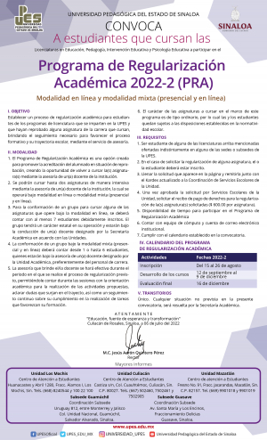 Programa de Regularizaci&oacute;n Acad&eacute;mica 2022-2 (PRA)