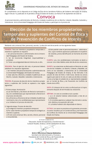 Elecci&oacute;n de los miembros propietarios temporales y suplentes del Comit&eacute; de &Eacute;tica y Prevenci&oacute;n de Conflictos de Inter&eacute;s
