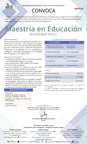 Maestr&iacute;a en Educaci&oacute;n Modalidad Mixta