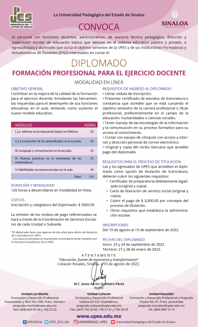 Diplomado Formaci&oacute;n Profesional para el Ejercicio Docente