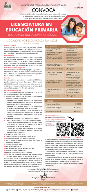 Convocatoria LICENCIATURA EN EDUCACIÓN PRIMARIA 2026