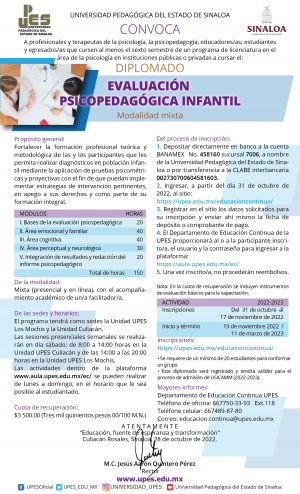 Diplomado Evaluaci&oacute;n Psicopedag&oacute;gica Infantil