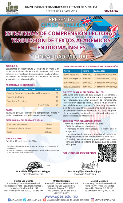 ESTRATEGIAS DE COMPRENSI&Oacute;N LECTORA Y TRADUCCI&Oacute;N DE TEXTOS ACAD&Eacute;MICOS EN IDIOMA INGL&Eacute;S