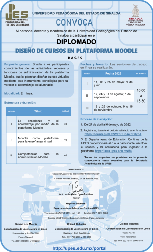 Diplomado Dise&ntilde;o de Cursos en Plataformas MOODLE
