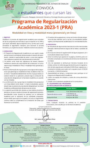 Programa de regularizaci&oacute;n acad&eacute;mica PRA