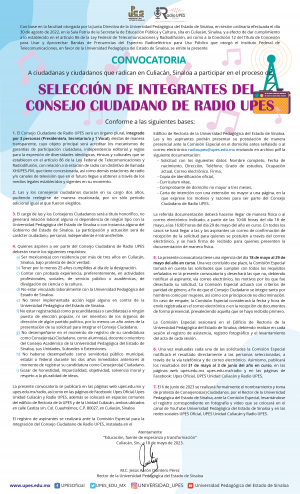 Convocatoria Selecci&oacute;n de Integrantes del Consejo Ciudadano de Radio UPES