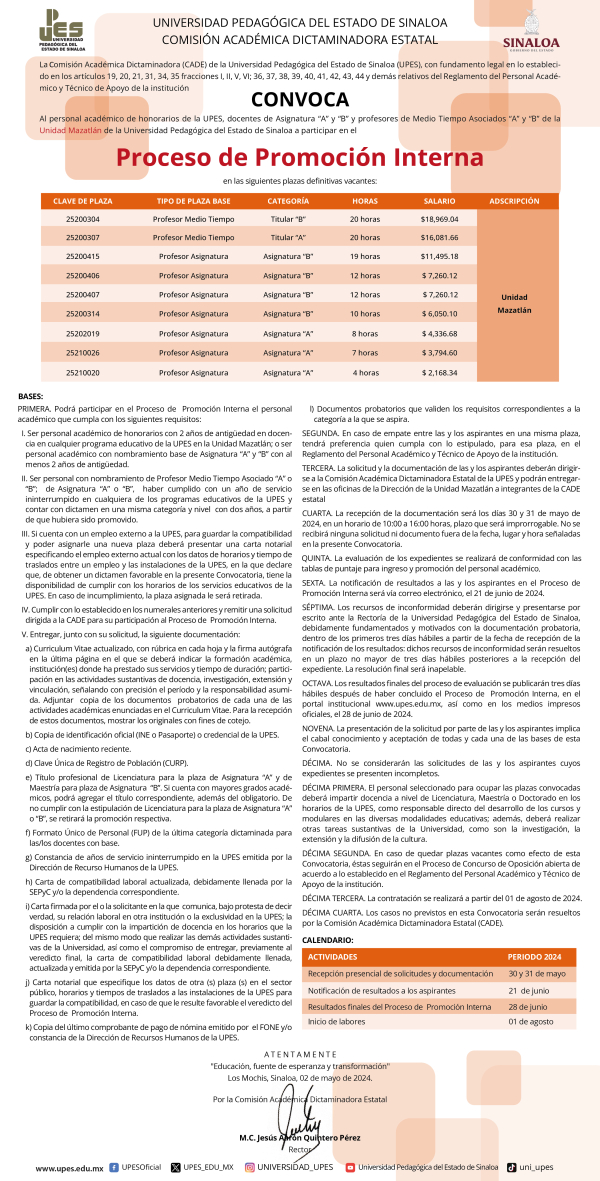 Convocatorio proceso de promoci&oacute;n mazatl&aacute;n