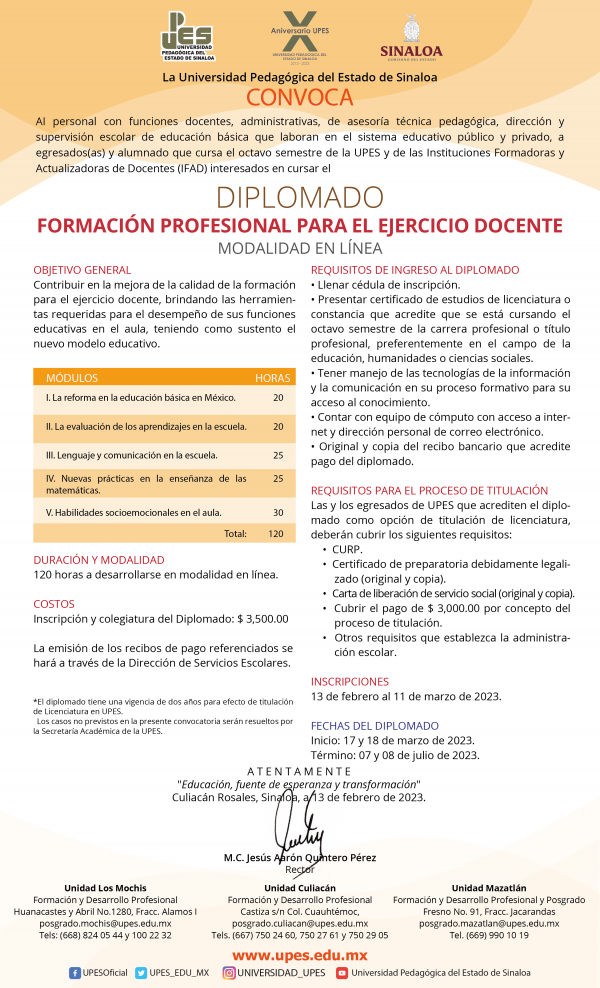 Diplomado Formaci&oacute;n Profesional para el Ejercicio Docente
